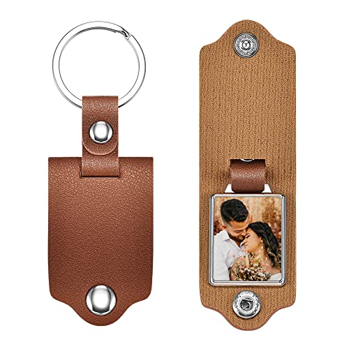 JSDDE Personalisierte Leder Schlüsselanhänger mit Kalender Datum Fotogravur Charm Keychain Auto Schlüsselanhänger Schlüsselbund Geschenk für Valentinstag Weihnachten Geburtstag Jubiläum (Braun) von JSDDE