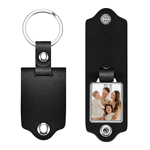 JSDDE Personalisierte Leder Schlüsselanhänger mit Kalender Datum Fotogravur Charm Keychain Auto Schlüsselanhänger Schlüsselbund Geschenk für Valentinstag Weihnachten Geburtstag Jubiläum (Schwarz) von JSDDE