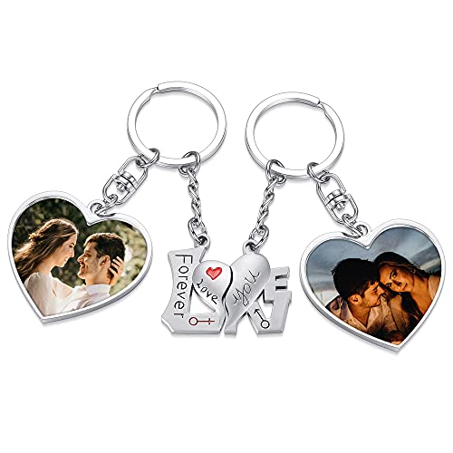 JSDDE Personalisierte Schlüsselanhänger mit Fotogravur Erkennungsmarke ID Tag Gravurplatte Schlüsselringe Charms Keychain Schlüsselbund Geschenk Idee zum Jubiläum Geburtstag Valentinstag (Herz (LOVE)) von JSDDE