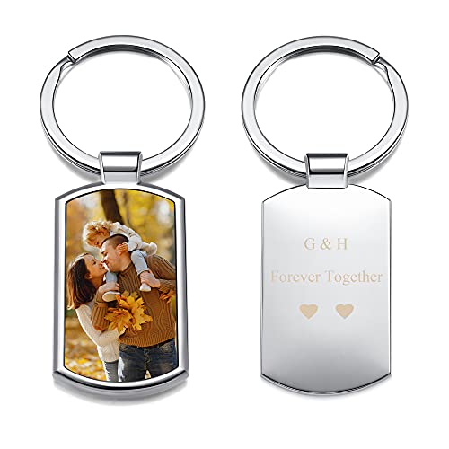 JSDDE Personalisierte Schlüsselanhänger mit Fotogravur Erkennungsmarke ID Tag Gravurplatte Schlüsselringe Charms Keychain Schlüsselbund Geschenk Idee zum Jubiläum Geburtstag Valentinstag (Tag 2) von JSDDE