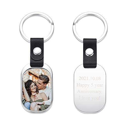 JSDDE Personalisierte Schlüsselanhänger mit Fotogravur Erkennungsmarke ID Tag Gravurplatte Schlüsselringe Charms Keychain Schlüsselbund Geschenk Idee zum Jubiläum Geburtstag Valentinstag (Tag 3) von JSDDE