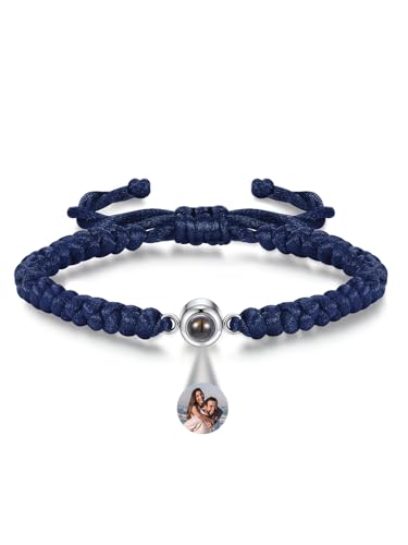 JSDDE Personalisiertes Armband mit Foto Projektionsarmband 100 Sprachen Ich liebe dich Armband mit eigenem Foto Partnerarmband Personalisierte Geschenk für Damen Herren (Dunkelblau) von JSDDE