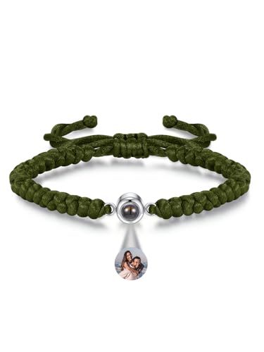 JSDDE Personalisiertes Armband mit Foto Projektionsarmband 100 Sprachen Ich liebe dich Armband mit eigenem Foto Partnerarmband Personalisierte Geschenk für Damen Herren (Dunkelgrün) von JSDDE
