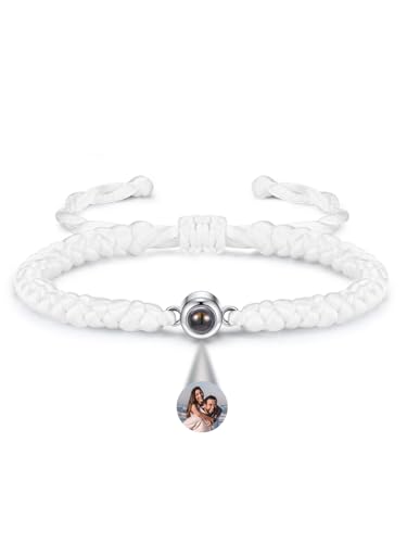 JSDDE Personalisiertes Armband mit Foto Projektionsarmband 100 Sprachen Ich liebe dich Armband mit eigenem Foto Partnerarmband Personalisierte Geschenk für Damen Herren (Weiße) von JSDDE