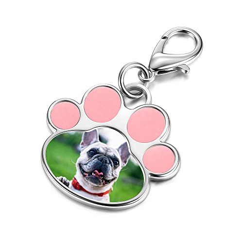 JSDDE Personalized Schlüsselanhänger mit Text und Fotogravur Memorial Errinerung Schlüsselanhänger Hund Pfote Anhänger Keychain Schmuck für Damen Herren (Rosa) von JSDDE