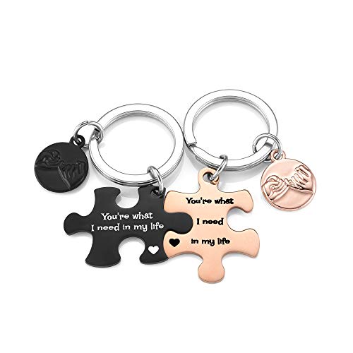 JSDDE Puzzle Pärchen Schlüsselanänger mit Gravur You are what I need in my life Kleiner Finger Versprechen Charm Keychain Freundschaft Schlüsselanänger Schlüsselbund (Stil 1) von JSDDE