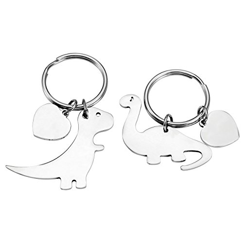 JSDDE Schmuck Edelstahl Partner Schlüsselanhänger Brontosaurus Dinosaurier Form Schlüsselbund Geschenk (Herz) von JSDDE