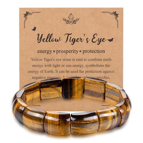 JSDDE Tigerauge Armband Herren Perlenarmband 14 * 18mm Natürliche Edelsteine Perlen Armreif Glücksbringer spirituellen Schmuck für Herren Männer von JSDDE