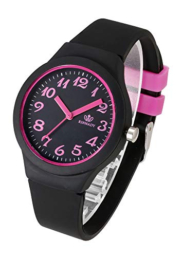 JSDDE Uhren Armanduhr Candy Farbe Silikonband Sportuhr arabische Ziffern Zifferblatt Damenuhr Analog Quarzuhr Watchs für Frauen Mädchen Jungen (Schwarz) von JSDDE