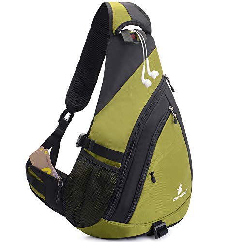 Sling Backpack Men Women | Sling Bag Waterproof Large Capacity 14" Laptop | Chest Bag Shoulder Crossbody Bag Triangle Backpack Outdoor Travelling Cycling Hiking Running Green von JSDing