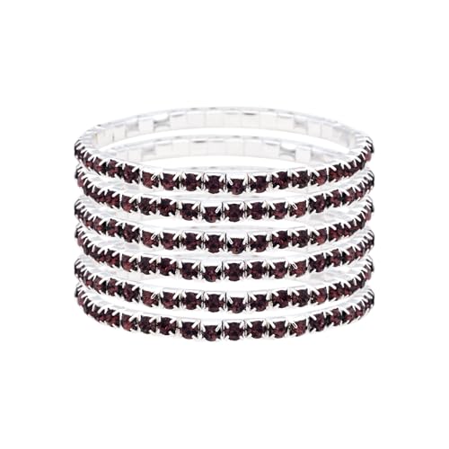 JSEA 6-teiliges Stretch-Armband-Set für Damen, bunte Strasssteine, Schmuck, Armbänder, mehrfarbiges Armband-Set, Small, Metall, Kein Edelstein von JSEA