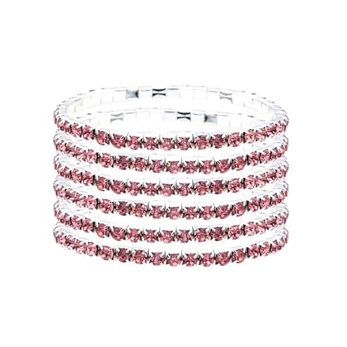 JSEA 6-teiliges Stretch-Armband-Set für Damen, bunte Strasssteine, Schmuck, Armbänder, mehrfarbiges Armband-Set, Small, Metall, Kein Edelstein JSEA 6-teiliges Stretch-Armband-Set für Damen, bunte Strasssteine, Schmuck, Armbänder, mehrfarbiges Armband-Set, Small, Metall, Kein Edelstein von JSEA