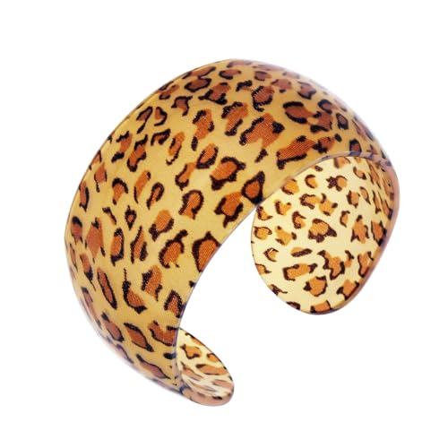 JSEA Damen-Armreif mit Leopardenmuster, breite Manschette, großes Armband, offenes Ende, Armreifen für Frauen, One Size, Kunststoff, Kein Edelstein JSEA Damen-Armreif mit Leopardenmuster, breite Manschette, großes Armband, offenes Ende, Armreifen für Frauen, One Size, Kunststoff, Kein Edelstein von JSEA
