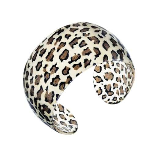 JSEA Damen-Armreif mit Leopardenmuster, breite Manschette, großes Armband, offenes Ende, Armreifen für Frauen, One Size, Kunststoff, Kein Edelstein von JSEA