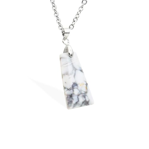 JSEA Kristallstein-Schmuck, facettierte Oberfläche, Trapez-Anhänger, Halskette für Damen, mit Kette, 50,8 cm, Edelstahl, Edelstahl, Kein Edelstein von JSEA