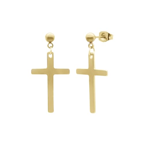 JSEA Ohrringe für Herren und Damen, Kreuz, kleine Kugel-Ohrstecker mit Kreuz, Edelstahl, baumelnd, Edelstahl, Kein Edelstein JSEA Ohrringe für Herren und Damen, Kreuz, kleine Kugel-Ohrstecker mit Kreuz, Edelstahl, baumelnd, Edelstahl, Kein Edelstein von JSEA