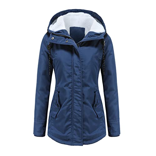 Damen Winter Jacke Parka Mantel Große Größen Longjacke Mit Kapuze Winterjacke Warme Damenmantel Herbst Winter Funktionsparka (Blau,M) von JSFN