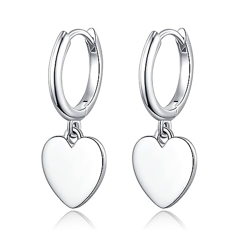 JSGEMSLEE Herz Creolen Silber 925 für Damen Herz Ohrringe Creolen mit Anhänger für Mädchen Damen von JSGEMSLEE