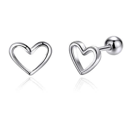 JSGEMSLEE Herz Ohrringe für Mädchen Kleine Ohrstecker Silber 925 Sterling Silber Ohrringe für Damen Ball Helix Tragus Knorpel Ohrstecker von JSGEMSLEE