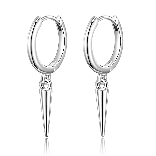 JSGEMSLEE Spike Creolen Silber 925 für Damen: Dangle Earrings mit Anhänger, Silber, Ohrringe von JSGEMSLEE