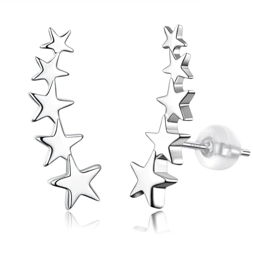 JSGEMSLEE Stern Ohrringe Silber 925 für Damen Hypoallergene Silber Ohrringe Stern Ohrstecker für mädchen Knorpelschmuck von JSGEMSLEE