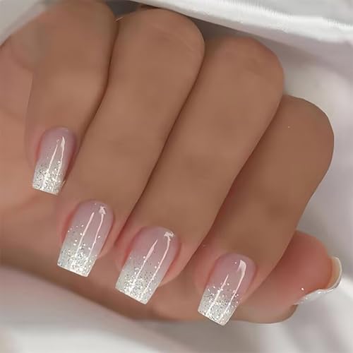 24 PCs Glitzernde Presse Auf Nägeln Französische Tipps Abdeckungen False Nails Gradienten Künstliche Nägel Für Frau Und Mädchen von JSGHGDF
