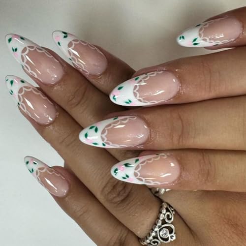 24 Stück Künstliche Nägel Set Glänzende Oberfläche Press On Nails Full Covers False Stick On Nafor Stylish Women Girls Artificial Nail von JSGHGDF