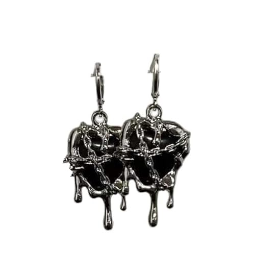 Einzigartige Herz-/Stern-Tropfen-Ohrringe mit flüssigem Effekt, Gothic-Stil, handgefertigtes Ohrzubehör für alternative Stile, Kupfer von JSGHGDF