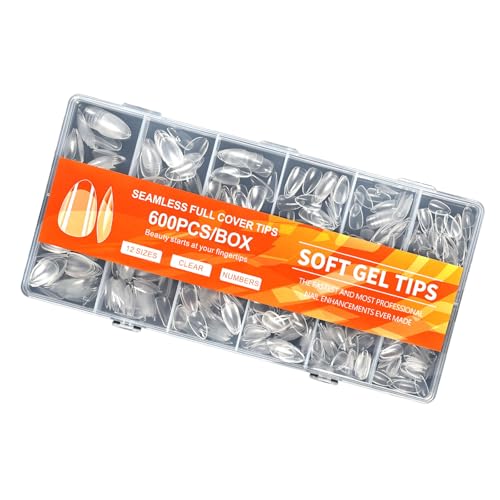 Halbmatte Nägel zum Aufdrücken, natürliche Passform, vollständige Abdeckung, ABS-Kunststoff, Kristallspitze für Damen, Maniküre-Werkzeug, 600 Stück von JSGHGDF