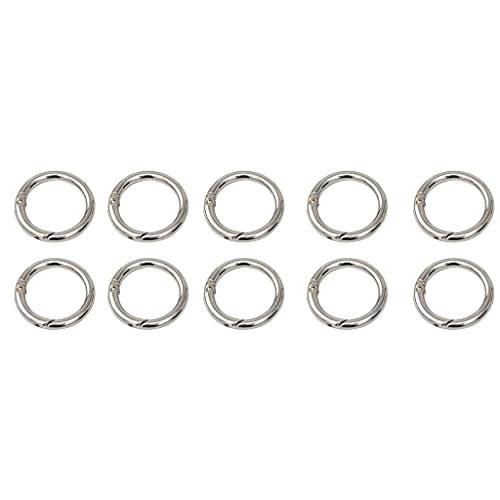 JSGHGDF 10 x Federhaken Legierung Runde Karabiner Federringe Clip Haken Binder für Schlüsselanhänger Geldbörse Schultergurt Vorhang, silber, 25 mm von JSGHGDF