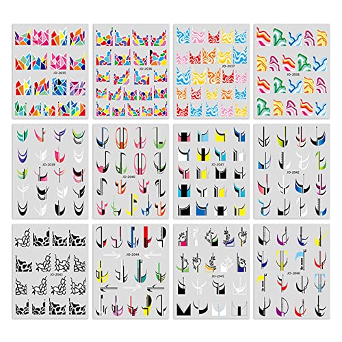 JSGHGDF 12 Blatt French Tips Aufkleber French Line Sticker Selbstklebende French Tip Geometrisch Bunt Gewellt JSGHGDF 12 Blatt French Tips Aufkleber French Line Sticker Selbstklebende French Tip Geometrisch Bunt Gewellt von JSGHGDF