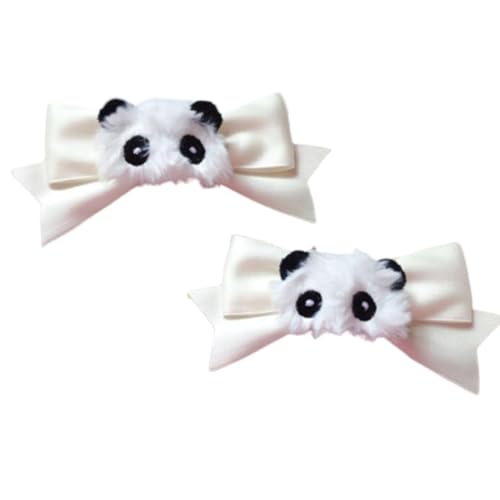 JSGHGDF 2 Stück zarte Schleife kariert Y2K-Stil Seitenclip Schleife Haarspange süße Mädchen Schleife Stil Pelz Panda Balletcore von JSGHGDF