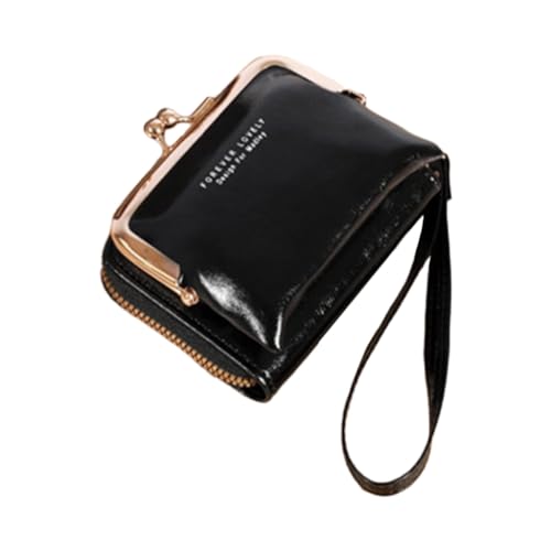 JSGHGDF 2023 Wristlet Wallet Multi-Slot PU Kreditkartenetui Frau Mädchen mit Handgelenkschlaufe Wechselgeldbörse, Schwarz von JSGHGDF