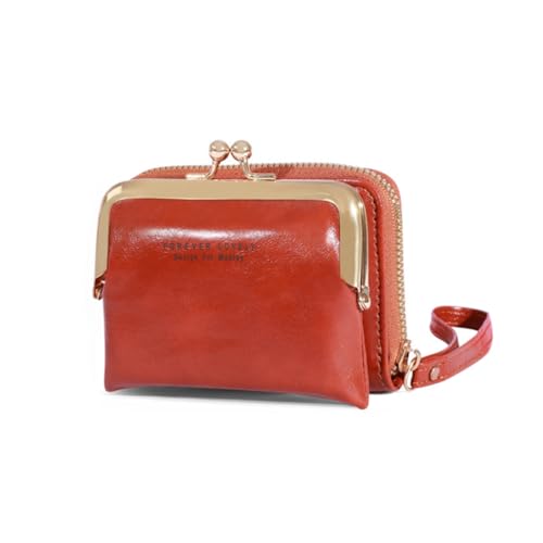 JSGHGDF 2023 Wristlet Wallet Multi-Slot PU Kreditkartenetui Frau Mädchen mit Handgelenkschlaufe Wechselgeldbörse, braun von JSGHGDF