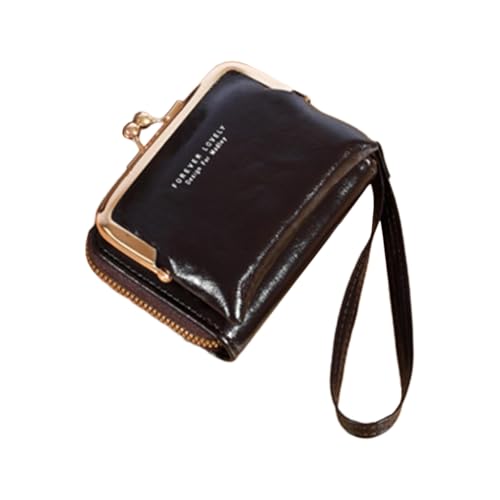 JSGHGDF 2023 Wristlet Wallet Multi-Slot PU Kreditkartenetui Frau Mädchen mit Handgelenkschlaufe Wechselgeldbörse, dunkelbraun von JSGHGDF