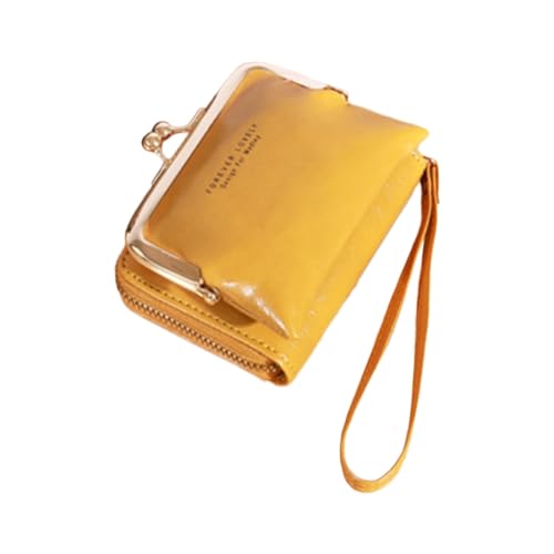 JSGHGDF 2023 Wristlet Wallet Multi-Slot PU Kreditkartenetui Frau Mädchen mit Handgelenkschlaufe Wechselgeldbörse, gelb von JSGHGDF
