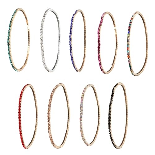 JSGHGDF 9pcs Mehrschichtige Perlenarmbänder Kristallperlen Handchain Modische Accessoires Verstellbare Armreifen Für Mädchen von JSGHGDF