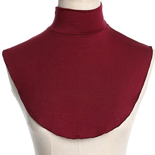 JSGHGDF Damen Modal Rollkragen Fake Collar Hijab Extensions Einfarbig Mock Neck Cover Half Top Abnehmbarer Hijab Halswärmer Halswärmer Halswärmer für Frauen Crop Top Loose, weinrot, One size von JSGHGDF