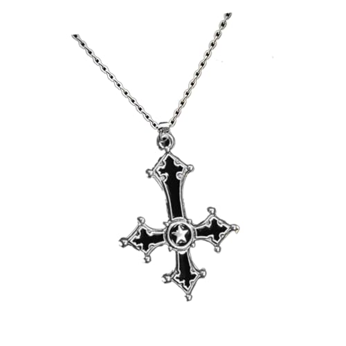 JSGHGDF Dark Gothic Punk Halskette Inverted Crucifix Anhänger Schlangekette Kette Verstellbare Neckketten Trendige Persönlichkeit Accessoires Punkstil Juwely von JSGHGDF