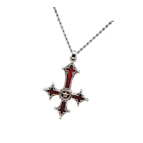 JSGHGDF Dark Gothic Punk Halskette Inverted Crucifix Anhänger Schlangekette Kette Verstellbare Neckketten Trendige Persönlichkeit Accessoires Punkstil Juwely von JSGHGDF
