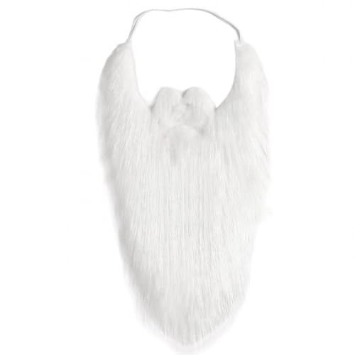 JSGHGDF Falscher Bart Weihnachtsmann Bart Alter Mann Schnurrbart Langer Bart Lustiger Falscher Schnurrbart Halloween Bart Weihnachtsbärte Schwarz, Weißer, 44 cm langer Bär, M von JSGHGDF
