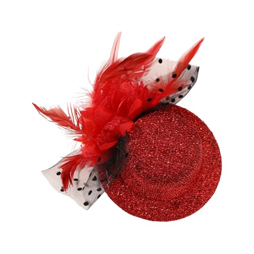 JSGHGDF Fascinator mit Federn, Netz-Pailletten, Hut-Clip für Mottoparty, Hut-Clip mit Blumenkostüm, Kopfbedeckung, Rollenspiel-Requisiten von JSGHGDF