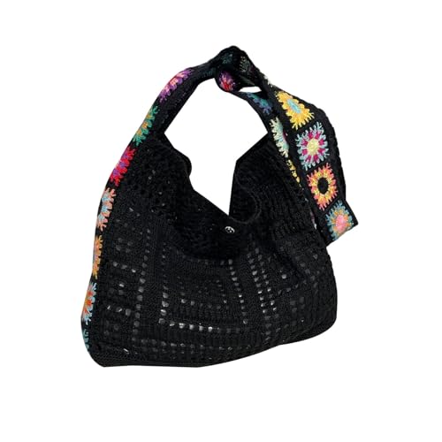 JSGHGDF Frauen Häkeln Strandbeutel Hohle Schulterblumen Crossbody Handtasche Stricke Alltag Frauen Schulter Gestrickt Häkelstrand Blumen Messenger von JSGHGDF
