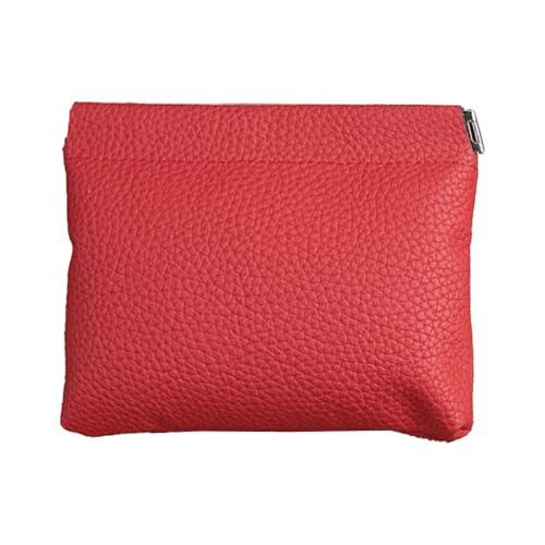 JSGHGDF Geldbörse aus PU-Leder, Metall-Federverschluss für einfachen Zugriff, kleine Kleingeldbörsen, Kartenhalter, kompakte Geldbrieftasche, rot von JSGHGDF