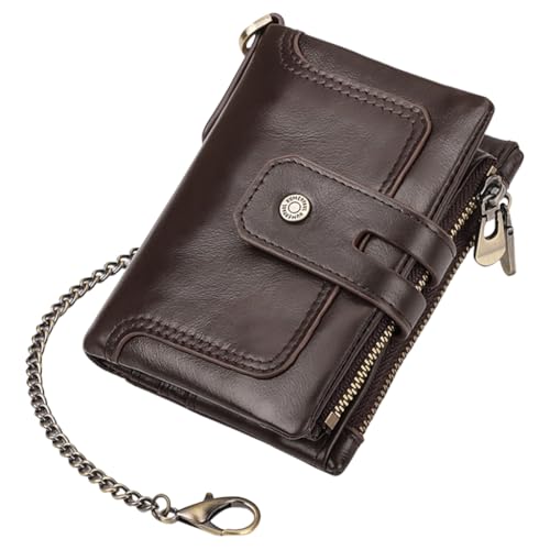 JSGHGDF Herren Geldbörse Kompakte PU Leder Geldbörse mit blockierenden Geldbörsen Multifunktionale Kleingeldtaschen für Business und Reisen, Kaffeebraun von JSGHGDF