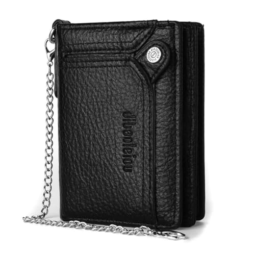 JSGHGDF Kartenhalter PU Leder Kurze Brieftasche mit Kette für Auto Führerschein und Kleinigkeiten, Schwarz, Schwarz JSGHGDF Kartenhalter PU Leder Kurze Brieftasche mit Kette für Auto Führerschein und Kleinigkeiten, Schwarz, Schwarz von JSGHGDF