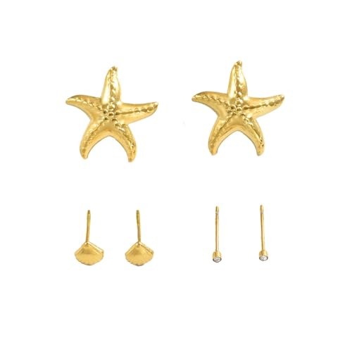 JSGHGDF Küstenschmuck-Set aus Legierung mit Muscheln und Meeresanhänger, funkelnder Kristall-Akzent, Accessoire für den Alltag JSGHGDF Küstenschmuck-Set aus Legierung mit Muscheln und Meeresanhänger, funkelnder Kristall-Akzent, Accessoire für den Alltag von JSGHGDF