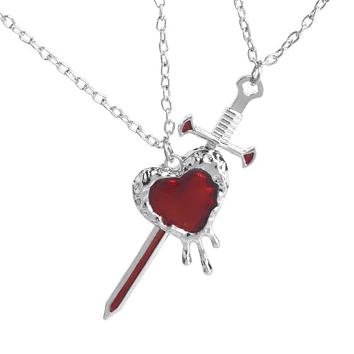 JSGHGDF Legierschwerter Herzkette Für Paare Handgefertigter Colarmbone Ketten Schmuck Für Die Datum Jubiläen Und Alltäglicher Mode Sonderanlass Halskette von JSGHGDF