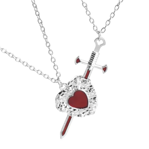 JSGHGDF Legierschwerter Herzkette Für Paare Handgefertigter Colarmbone Ketten Schmuck Für Die Datum Jubiläen Und Alltäglicher Mode Sonderanlass Halskette von JSGHGDF