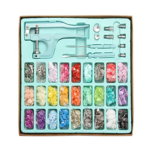 JSGHGDF Metallknöpfe, praktisches Zangen-Set, bunte Herz-, Stern-Knöpfe für Lätzchen, Windeln, Nähen und Basteln, himmelblau von JSGHGDF
